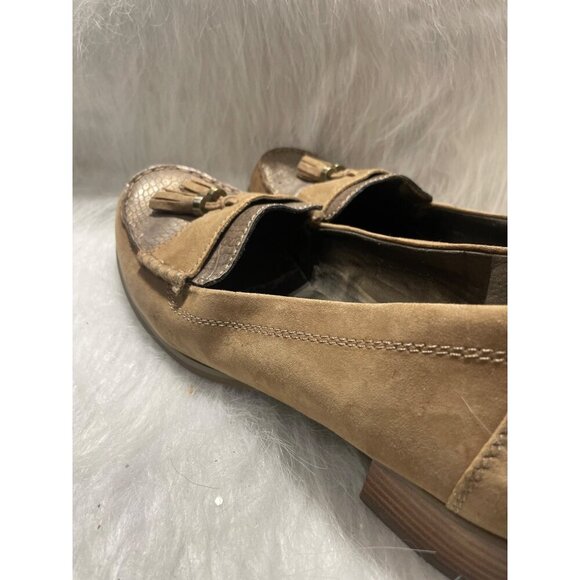 Franco Sarto Womens Tan Suede Loafers With Tassels & Snakeskin Accents Size 10 - Picture 6 of 9